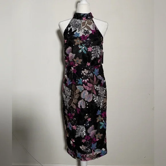 Elie Tahari Alana Embellished Sequin Dress Evening Dress Cocktail Event Party - Picture 3 of 10